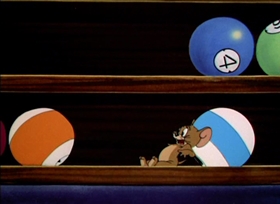 Screenshots from the 1950 MGM cartoon Cueball Cat