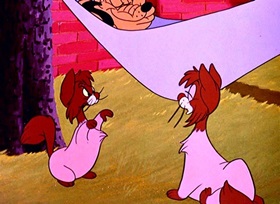 Screenshots from the 1950 Disney cartoon Puss Cafe