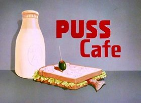 Screenshots from the 1950 Disney cartoon Puss Cafe