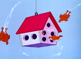 Screenshots from the 1950 Disney cartoon Puss Cafe