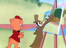 Screenshots from the 1950 Warner Bros. cartoon Boobs in the Woods