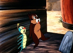 Screenshots from the 1951 Disney cartoon Chicken in the Rough