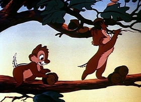 Screenshots from the 1951 Disney cartoon Chicken in the Rough