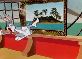 Screenshots from the 1951 Warner Bros. cartoon Hare We Go