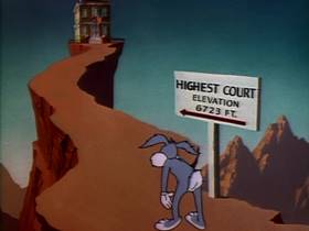 Screenshots from the 1951 Warner Bros. cartoon The Fair Haired Hare