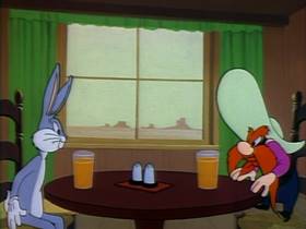 Screenshots from the 1951 Warner Bros. cartoon The Fair Haired Hare