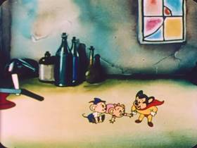 Screenshots from the 1952 Terrytoons cartoon Hansel and Gretel