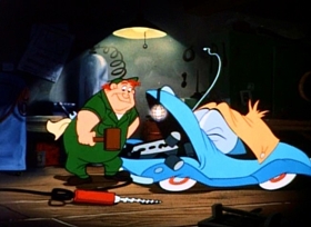 Screenshots from the 1952 Disney cartoon Susie the Little Blue Coupe