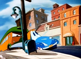 Screenshots from the 1952 Disney cartoon Susie the Little Blue Coupe