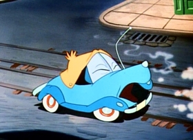 Screenshots from the 1952 Disney cartoon Susie the Little Blue Coupe