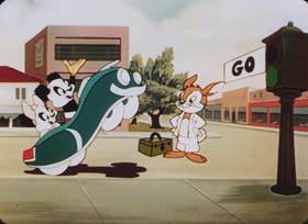 Screenshots from the 1952 Walter Lantz cartoon Team Play