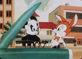 Screenshots from the 1952 Walter Lantz cartoon Team Play