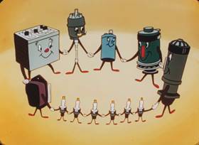 Screenshots from the 1952 Walter Lantz cartoon Team Play