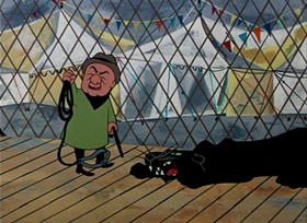 Screenshots from the 1952 UPA cartoon The Dog Snatcher