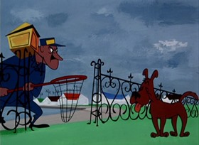 Screenshots from the 1952 UPA cartoon The Dog Snatcher