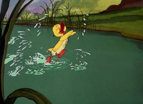 Screenshots from the 1953 MGM cartoon Just Ducky