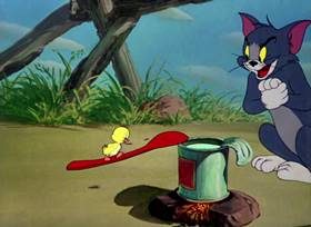 Screenshots from the 1953 MGM cartoon Just Ducky