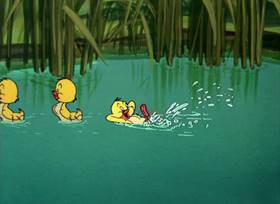 Screenshots from the 1953 MGM cartoon Just Ducky