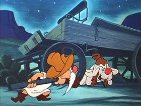 Screenshots from the 1953 Walter Lantz cartoon The Dog That Cried Wolf