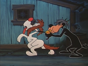 Screenshots from the 1953 Walter Lantz cartoon The Dog That Cried Wolf
