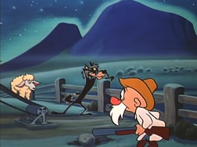 Screenshots from the 1953 Walter Lantz cartoon The Dog That Cried Wolf