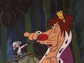 Screenshots from the 1953 Walter Lantz cartoon The Mouse and the Lion