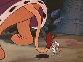 Screenshots from the 1953 Walter Lantz cartoon The Mouse and the Lion