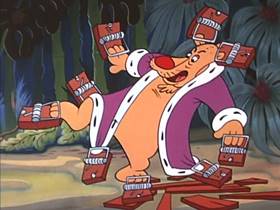 Screenshots from the 1953 Walter Lantz cartoon The Mouse and the Lion