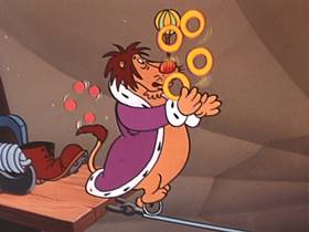 Screenshots from the 1953 Walter Lantz cartoon The Mouse and the Lion