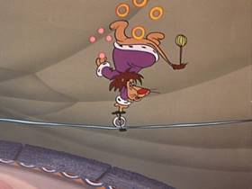 Screenshots from the 1953 Walter Lantz cartoon The Mouse and the Lion