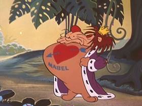 Screenshots from the 1953 Walter Lantz cartoon The Mouse and the Lion