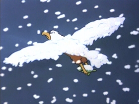 Screenshots from the 1953 Walter Lantz cartoon The Flying Turtle