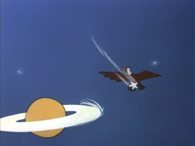 Screenshots from the 1953 Walter Lantz cartoon The Flying Turtle