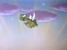 Screenshots from the 1953 Walter Lantz cartoon The Flying Turtle