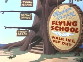 Screenshots from the 1953 Walter Lantz cartoon The Flying Turtle