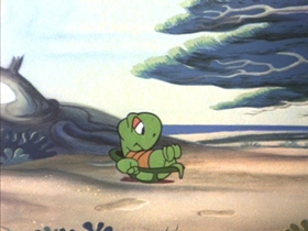 Screenshots from the 1953 Walter Lantz cartoon The Flying Turtle