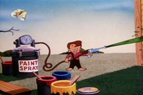 Screenshots from the 1953 Walter Lantz cartoon Plywood Panic