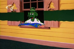 Screenshots from the 1953 Walter Lantz cartoon Plywood Panic