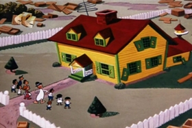 Screenshots from the 1953 Walter Lantz cartoon Plywood Panic
