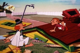 Screenshots from the 1953 Walter Lantz cartoon Plywood Panic