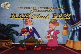 Screenshots from the 1953 Walter Lantz cartoon Plywood Panic