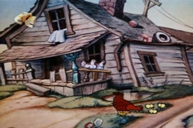 Screenshots from the 1953 Walter Lantz cartoon Plywood Panic
