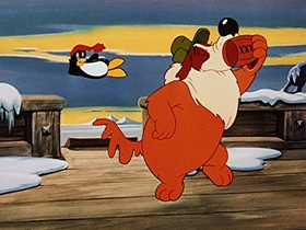 Screenshots from the 1953 Walter Lantz cartoon Chilly Willy