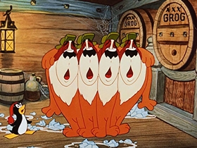 Screenshots from the 1953 Walter Lantz cartoon Chilly Willy