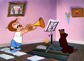 Screenshots from the 1953 Disney cartoon Father