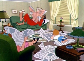 Screenshots from the 1953 Disney cartoon Father