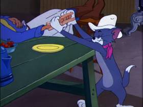 Screenshots from the 1954 MGM cartoon Posse Cat