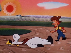 Screenshots from the 1954 Walter Lantz cartoon A Horse