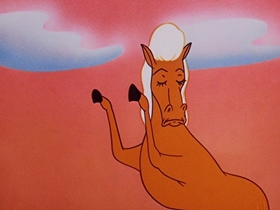 Screenshots from the 1954 Walter Lantz cartoon A Horse