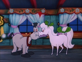 Screenshots from the 1954 Walter Lantz cartoon Hay Rube